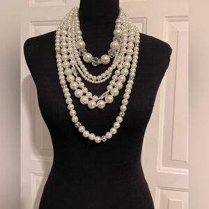 White House Black Market Faux Pearl 6 Strand Necklace